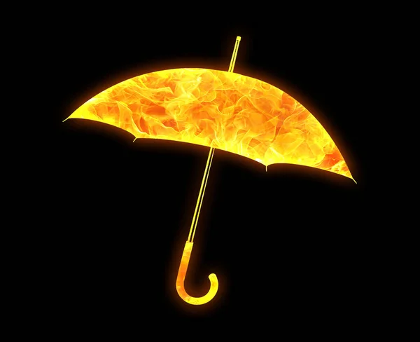 Fire Umbrella Isolated Black Background — Stock Photo, Image