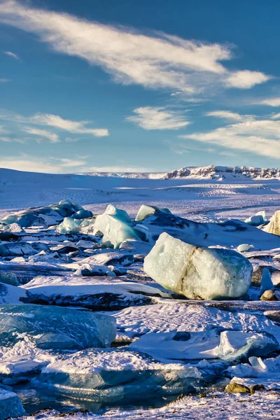 Colpo Verticale Della Laguna Del Ghiacciaio Jokulsarlon Islanda — Foto Stock