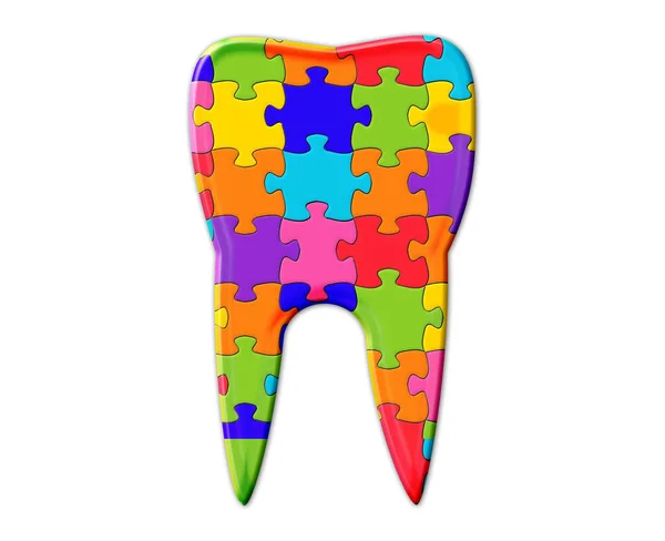 Illustration Tooth Colorful Puzzles Isolated Background — Stock Photo, Image