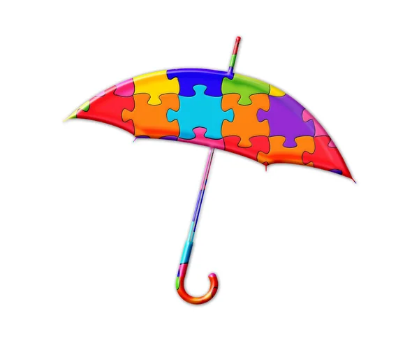 Una Ilustración Paraguas Rompecabezas Colores Sobre Fondo Aislado —  Fotos de Stock