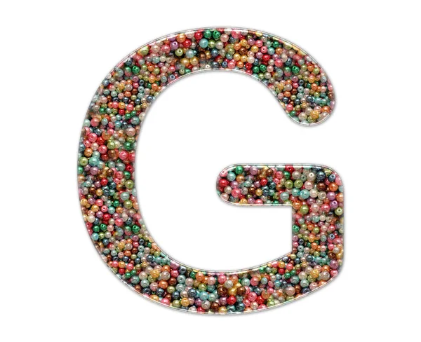 Isolated Illustration Letter Consisting Colorful Beads White Background — Stock Photo, Image