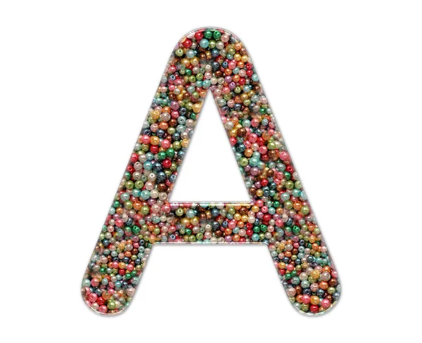 Illustration Lettre Composée Perles Colorées Isolées Sur Fond Blanc — Photo