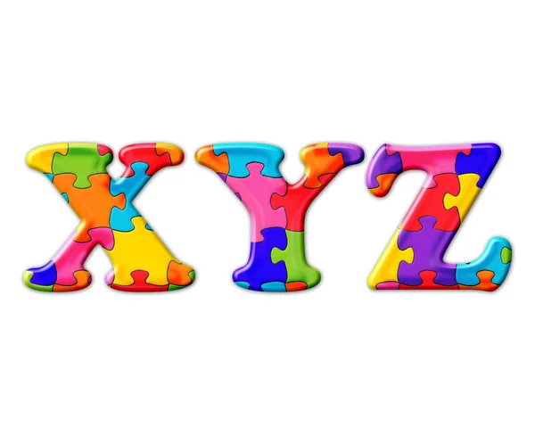 Een Illustratie Van Letters Xyz Van Kleurrijke Puzzels Een Geïsoleerde — Stockfoto