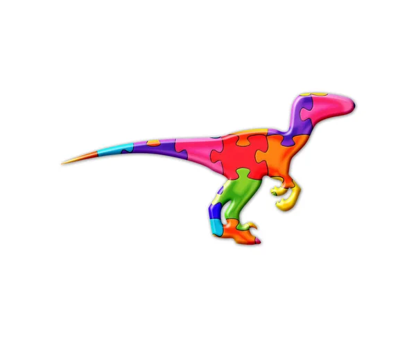 Eine Abbildung Des Adinosauriers Aus Bunten Puzzleteilen Auf Weißem Hintergrund — Stockfoto