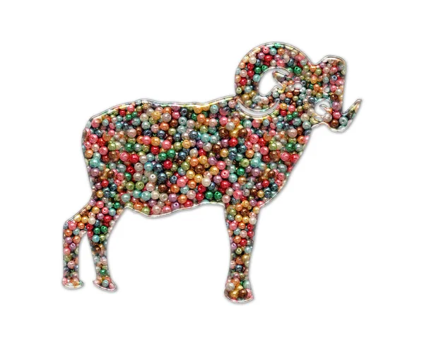 Närbild Bild Get Figur Gjord Färgglada Pärlor Isolerad Bakgrund — Stockfoto