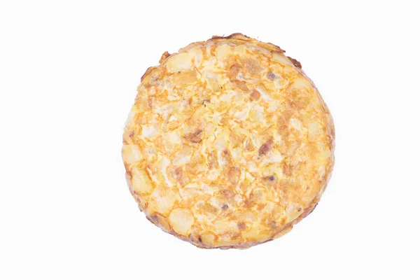 Una Tradizionale Omelette Spagnola Isolata Sfondo Bianco — Foto Stock