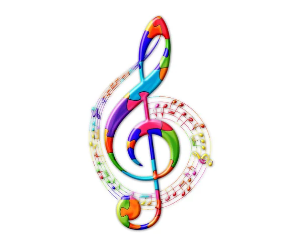 Ilustracja Muzycznego Klucza Kolorowych Zagadek Odosobnionym Tle — Zdjęcie stockowe