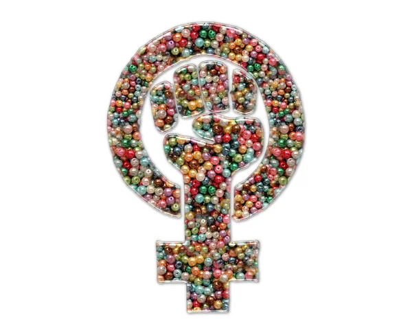 Illustration Feminism Symbol Composed Out Colorful Beads Isolated White Background — Stock Photo, Image