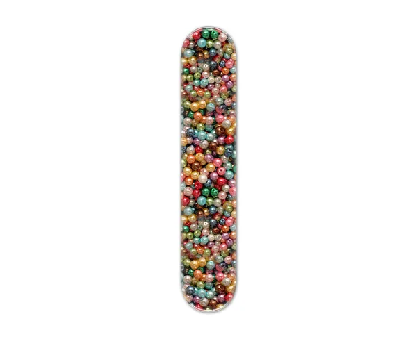 Närbild Bild Pinne Figur Gjord Färgglada Pärlor Isolerad Bakgrund — Stockfoto