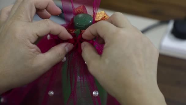 Fazendo Vestido Boneca Vestido Design Para Boneca Vestido Boneca — Vídeo de Stock