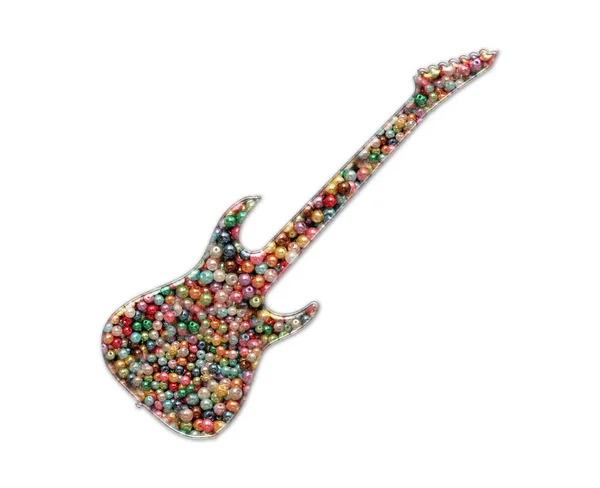 Illustration Guitar Composed Out Colorful Beads Isolated White Background — Stock Photo, Image