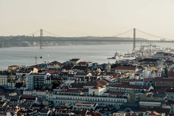 Zdjęcie Lotnicze Lizbony Zamku Świętego Jerzego Portugalia — Zdjęcie stockowe