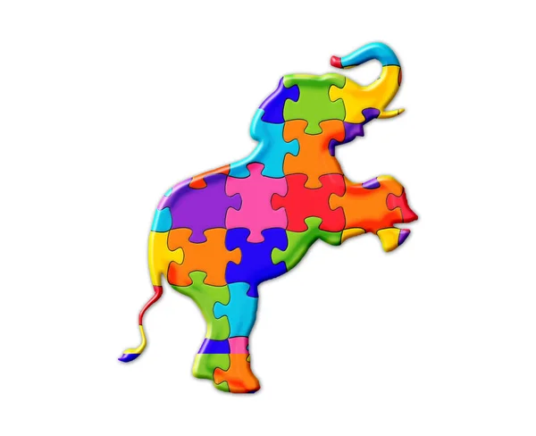 Illustration Elephant Colorful Puzzles Isolated Background — Stock Photo, Image