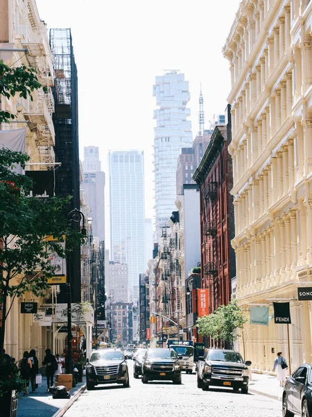 Eine Vertikale Aufnahme Der Straßen Von New York City Einem — Stockfoto