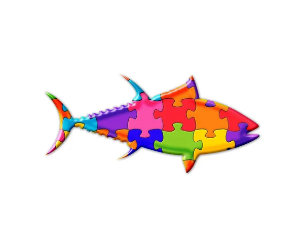 Ілюстрація Риби Різнокольоровими Головоломками Ізольованому Фоні — стокове фото