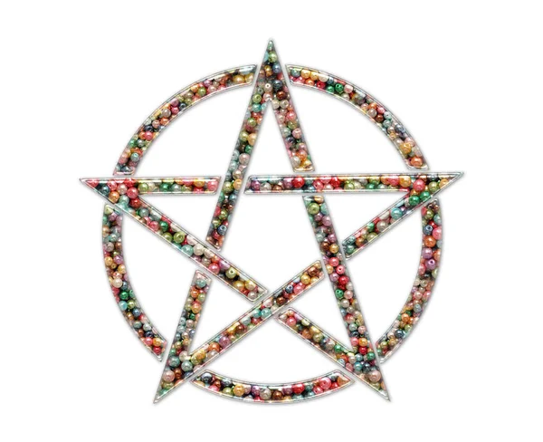 Eine Isolierte Illustration Des Pentagrammsymbols Bestehend Aus Bunten Perlen Auf — Stockfoto