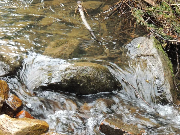 Вибірковий Знімок Фокусу Річки Тече Скелястій Місцевості — стокове фото