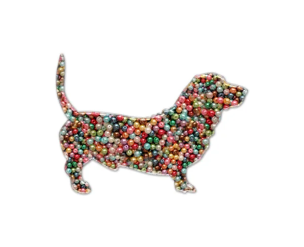Närbild Bild Figur Gjord Färgglada Pärlor Isolerad Bakgrund — Stockfoto