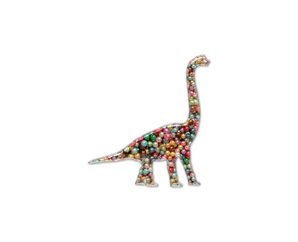 Isolerad Illustration Dinosaurie Bestående Färgglada Pärlor Vit Bakgrund — Stockfoto