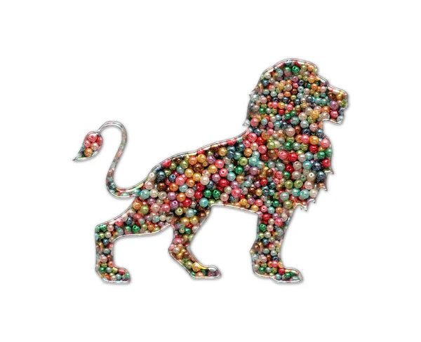 Illustration Tiger Sammansatt Färgglada Pärlor Isolerad Vit Bakgrund — Stockfoto