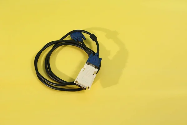 Una Vista Superior Cable Cable Componente Computadora Con Adaptador Aislado — Foto de Stock