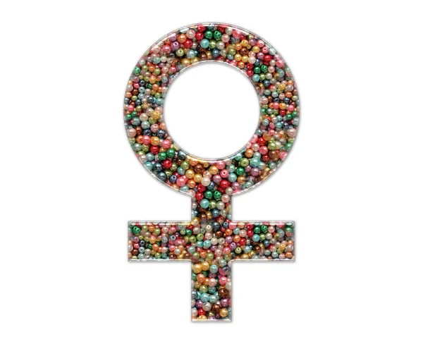 Isolated Illustration Female Sign Consisting Colorful Beads White Background — Stock Photo, Image