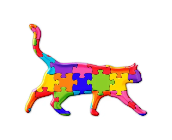 Illustrazione Gatto Puzzle Colorati Uno Sfondo Isolato — Foto Stock