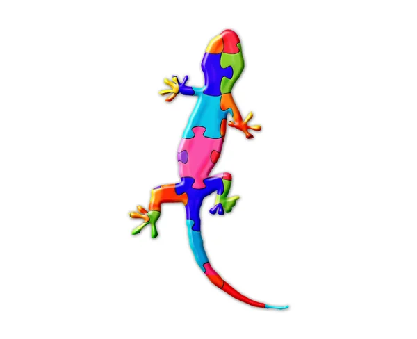 Illustration Lizard Composed Out Colorful Puzzle Pieces Isolated White Background — Stock Photo, Image