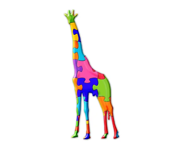 Illustration Une Girafe Puzzles Colorés Sur Fond Isolé — Photo