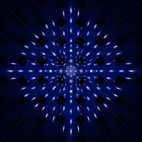 Uma Ilustração Cores Azuis Escuras Brilhantes Padrão Caleidoscópio Perfeito Para — Fotografia de Stock