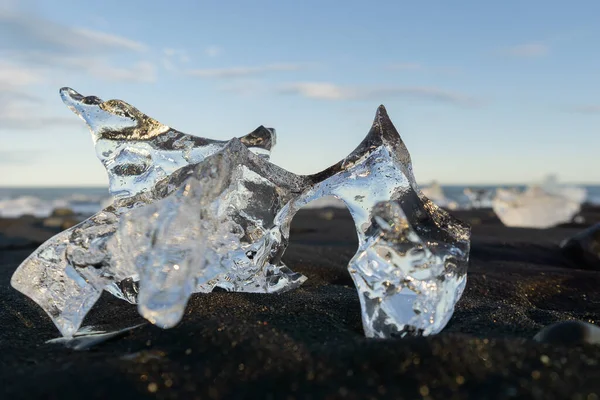 Close Uma Rocha Gelo Superfície Arenosa Islândia — Fotografia de Stock