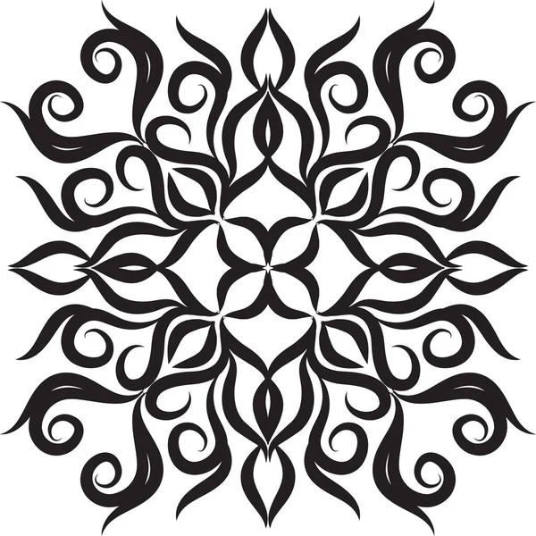 Patrón Geométrico Mandala Con Líneas Negras Aisladas Sobre Fondo Blanco — Foto de Stock