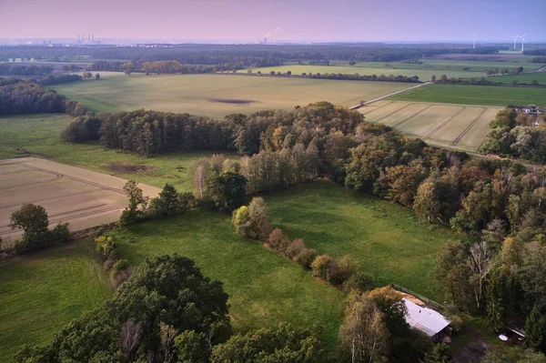 Vista Aérea Uma Paisagem Cultural Típica Norte Alemanha Com Campos — Fotografia de Stock