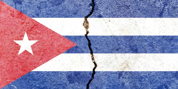 Une Icône Drapeau National Cuba Isolée Sur Mur Fissuré Concept — Photo