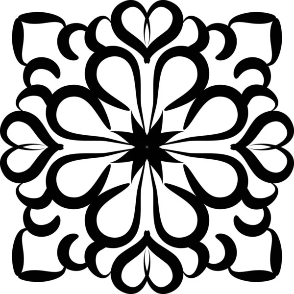 Mandala Geometric Pattern Black Lines Isolated White Background — Stock Photo, Image