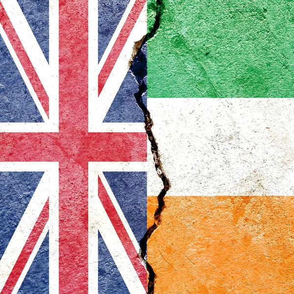 Closeup United Kingdom Ireland National Flags Background Concept Politics Economy — Stock Photo, Image