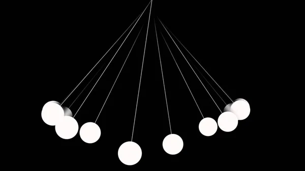 Тривимірне Відображення Вільно Розмахуючих Маятників Чорному Тлі — стокове фото