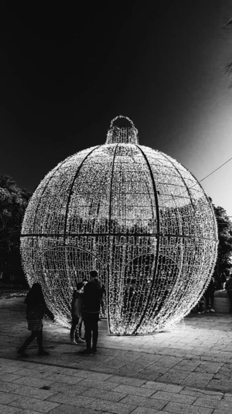 Een Grijswaarden Shot Van Kerstmis Decoraties — Stockfoto