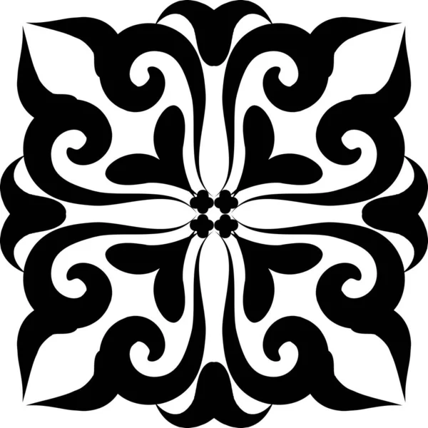 Mandala Geometrický Vzor Černými Liniemi Izolované Bílém Pozadí — Stock fotografie