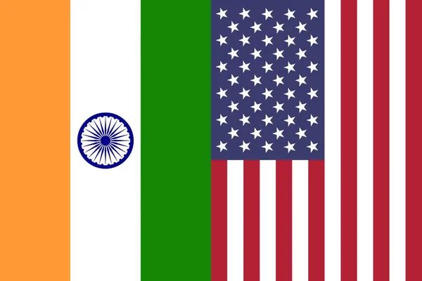 Close Seup India United States America Vertical National Flags Background — Photo