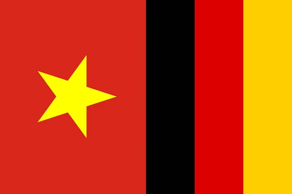 背景概念の政治 経済におけるベトナムとドイツの垂直国家旗の閉鎖 — ストック写真