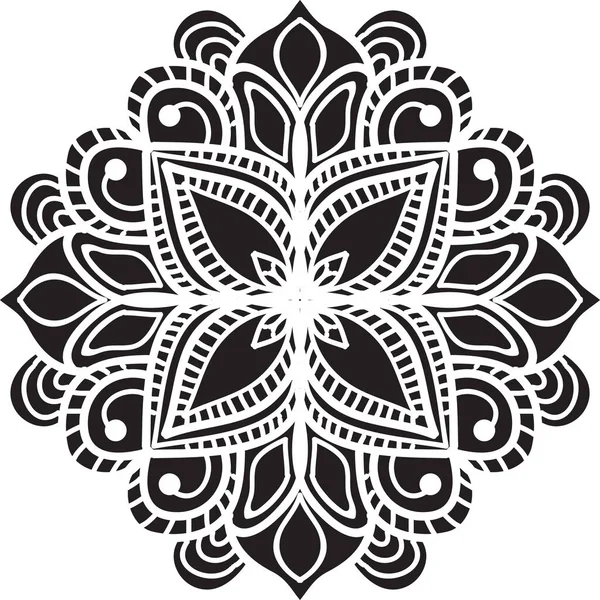 Mandala Geometrický Vzor Černými Liniemi Izolované Bílém Pozadí — Stock fotografie