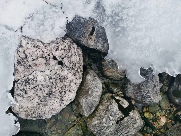 Красивый Вид Заснеженные Скалы Зимой Острове Квалой Норвегии — стоковое фото