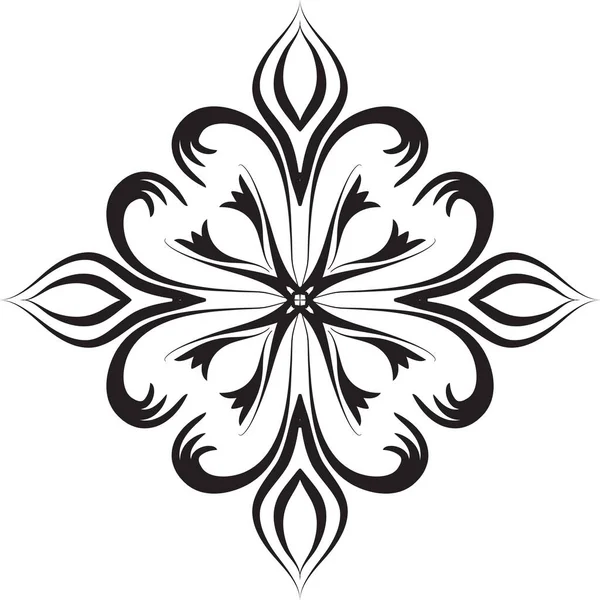 Mandala Geometriskt Mönster Med Svarta Linjer Isolerade Vit Bakgrund — Stockfoto
