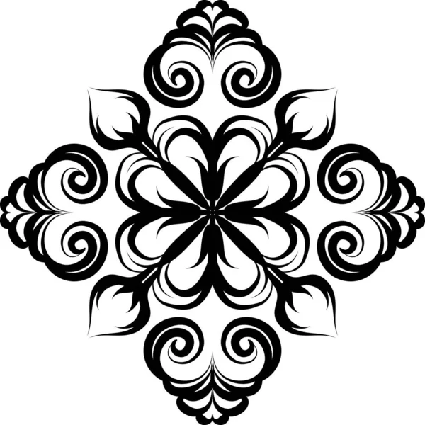 Modello Geometrico Mandala Con Linee Nere Isolate Sfondo Bianco — Foto Stock