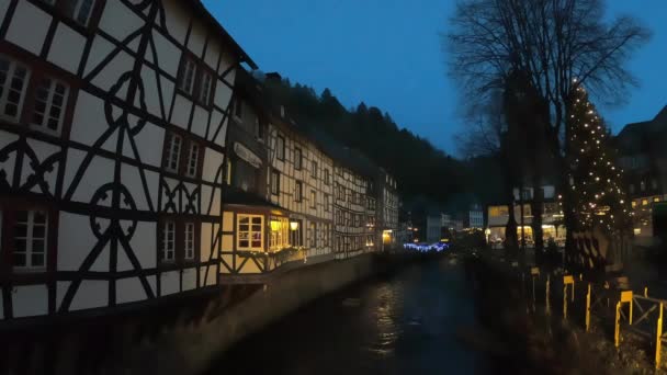 Monschau Allemagne Décembre 2019 Maisons Colombages Long Rivière Rur Monschau — Video