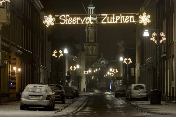 Zutphen Paesi Bassi Gennaio 2021 Neve Sulle Auto Nella Storica — Foto Stock