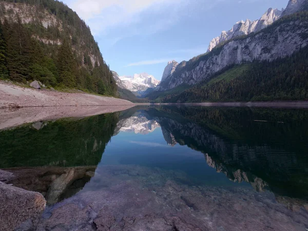 Gosausee Salzburger Land Ferrata Laserer Mirror Ομαλή Λίμνη Chillout Βουνό — Φωτογραφία Αρχείου
