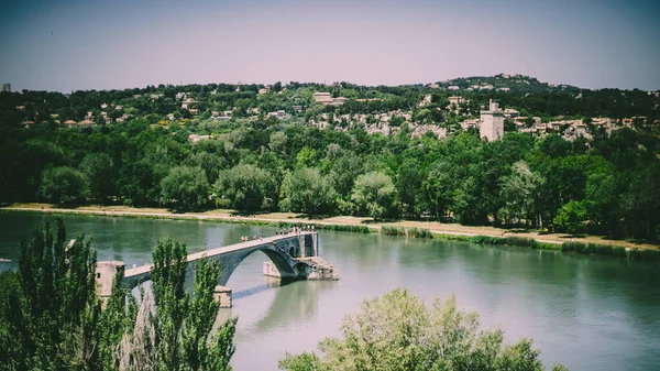 Una Toma Aérea Del Puente Pont Saint Benezet Aviñón Francia —  Fotos de Stock