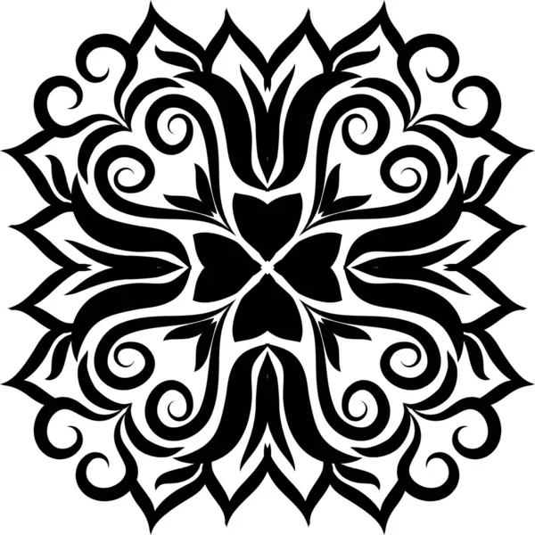 Mandala Geometric Pattern Black Lines Isolated White Background — Stock Photo, Image